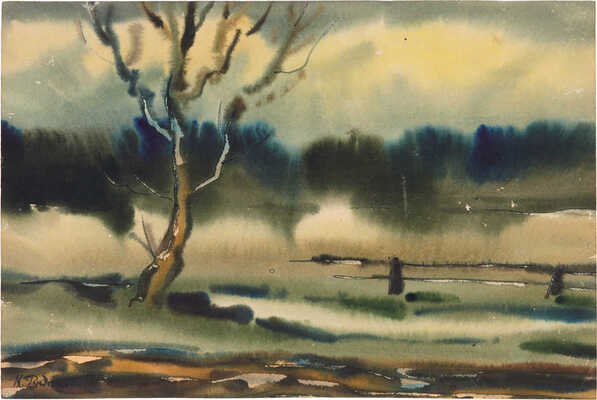 Рудаков Константин Иванович. Пейзаж с деревом